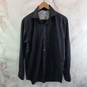 Twillory Shirt Mens 16 Black Button Up Long Sleeve Performance Cuff Tailored Fit